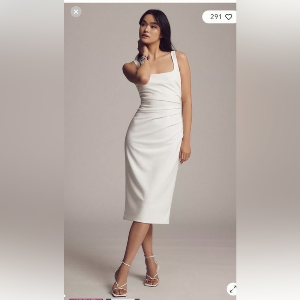 BHLDN Andie Square-Neck Stretch Crepe Midi Dress - M